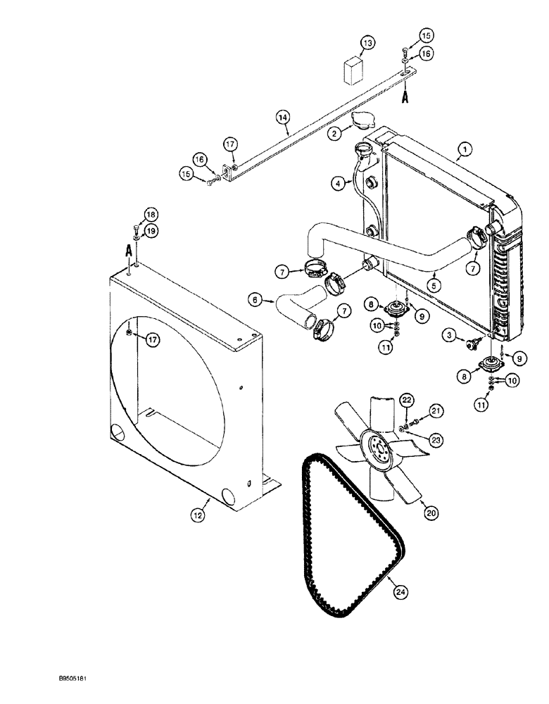 Схема запчастей Case MAXI-SNEAKER - (02-002) - RADIATOR, FAN AND MOUNTING (02) - ENGINE