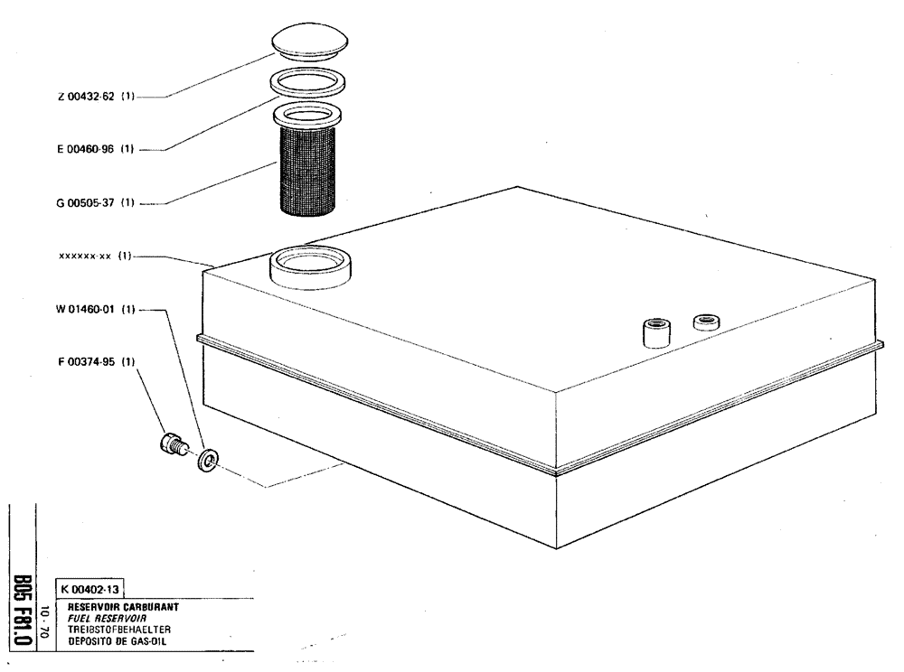 Схема запчастей Case TY45 - (B05 F81.0) - FUEL RESERVOIR (01) - ENGINE