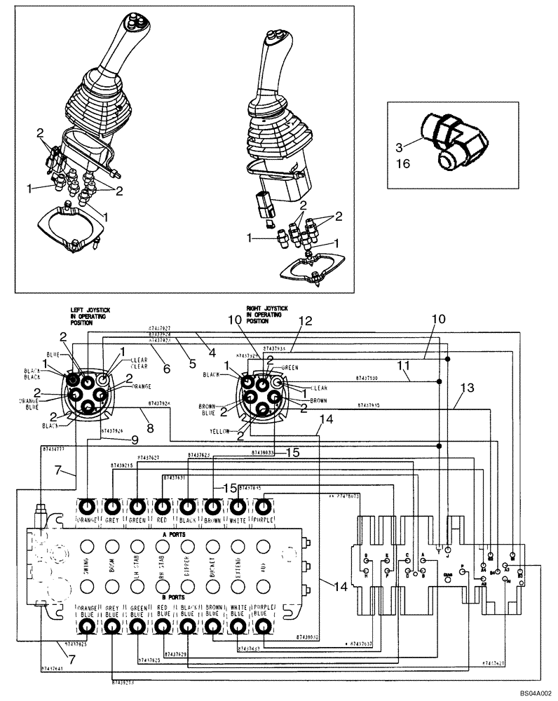 Схема запчастей Case 580SM - (08-21) - HYDRAULICS - PILOT CONTROL JOYSTICKS (08) - HYDRAULICS