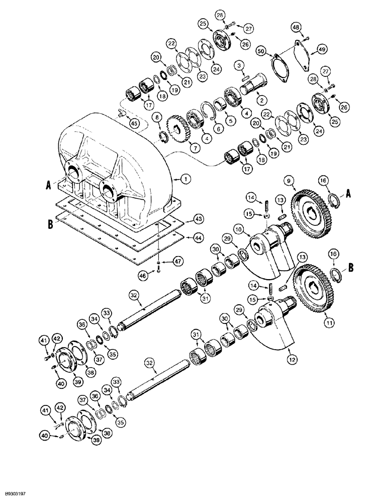 Схема запчастей Case MAXI-SNEAKER - (09-041E) - PLOW GEARBOX ASSEMBLY, H563619, P75 PLOW (09) - CHASSIS/ATTACHMENTS