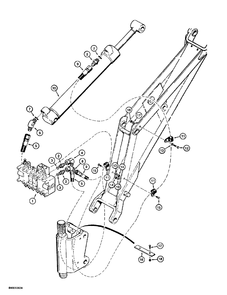 Схема запчастей Case 560 - (8-052) - BACKHOE DIPPER CYLINDER HYDRAULIC CIRCUIT, D100 BACKHOE (08) - HYDRAULICS