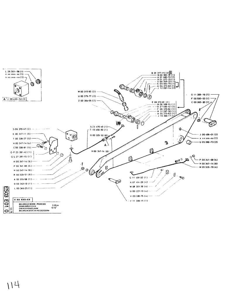 Схема запчастей Case SC150 - (114) - GRAB DIPPER STICK 