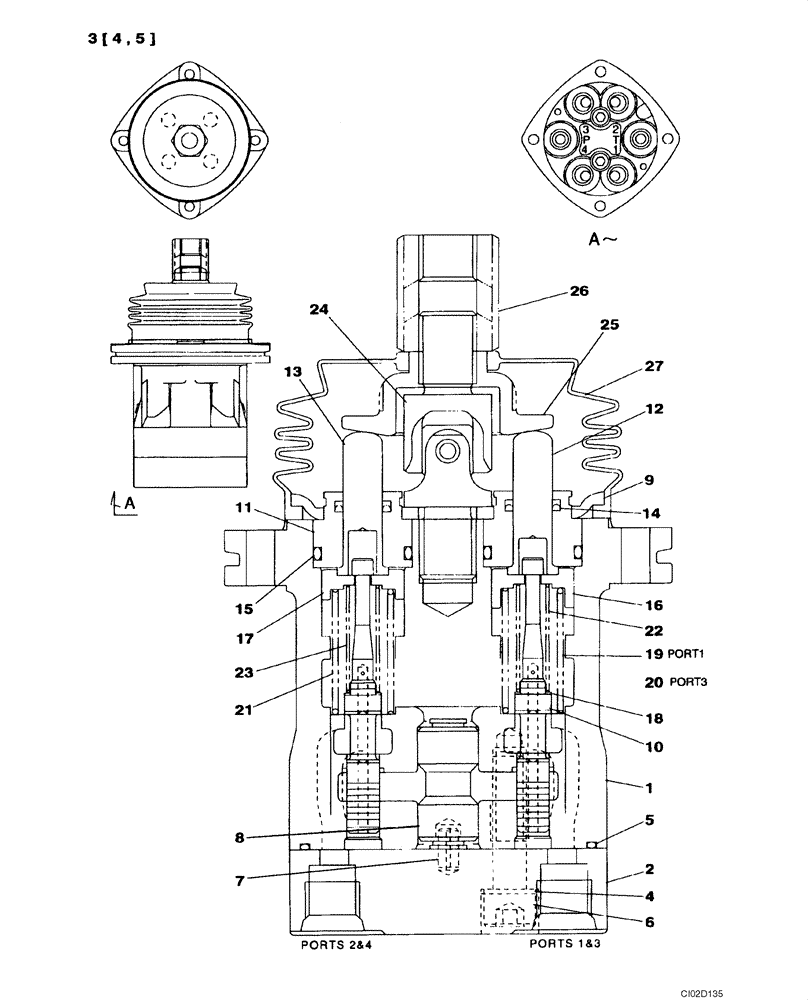 Схема запчастей Case CX75SR - (08-52[02]) - VALVE ASSY - HAND CONTROL (08) - HYDRAULICS