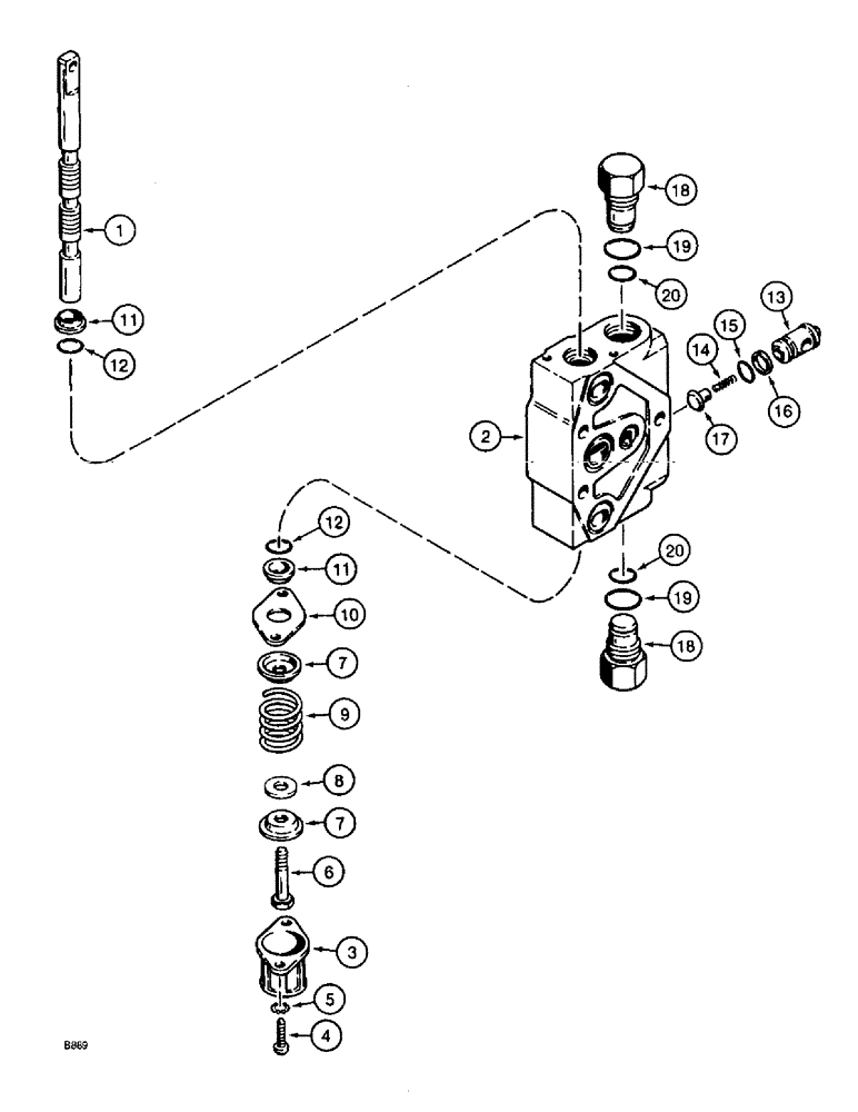 Схема запчастей Case 860 - (8-051G) - BACKHOE CONTROL VALVE ASSY - H672270 BOOM, BUCKET, DIPPER & SWING SECTION (08) - HYDRAULICS