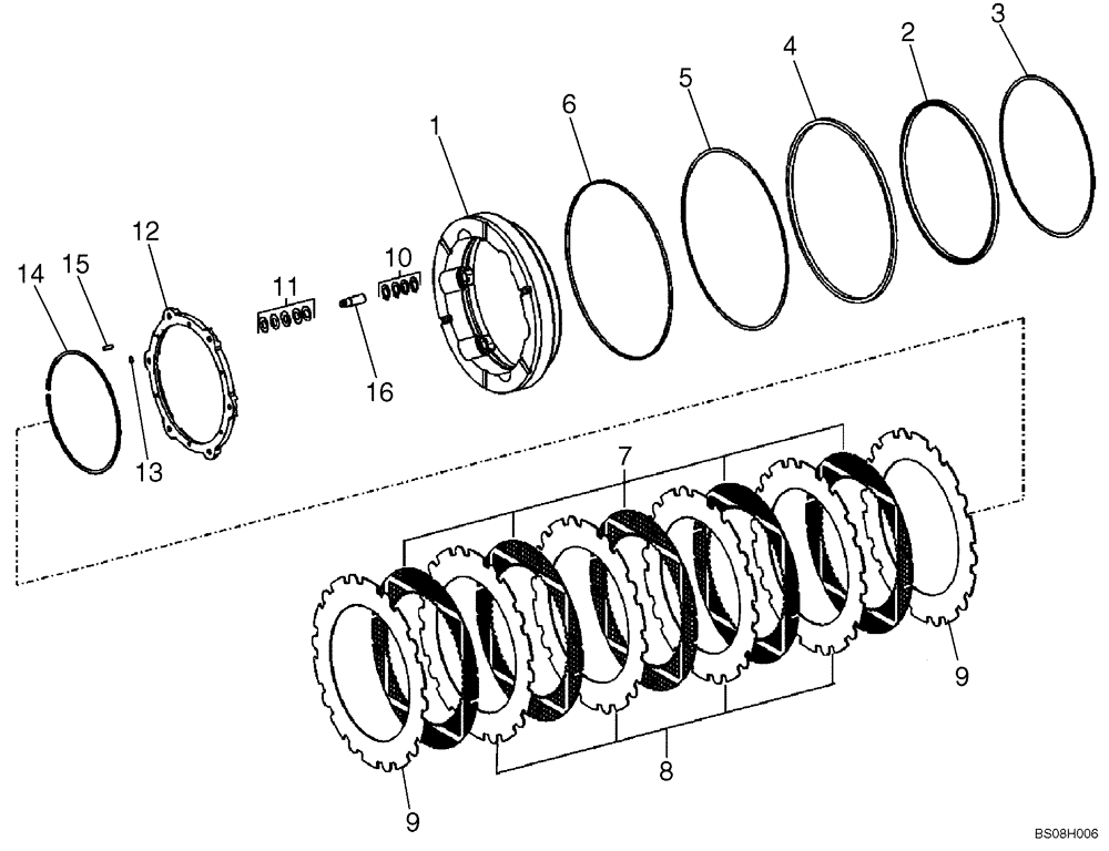 Схема запчастей Case 821E - (06-50) - AXLE, REAR - HUB, DISC BRAKES - PRIOR TO P.I.N. N8F203870 (06) - POWER TRAIN