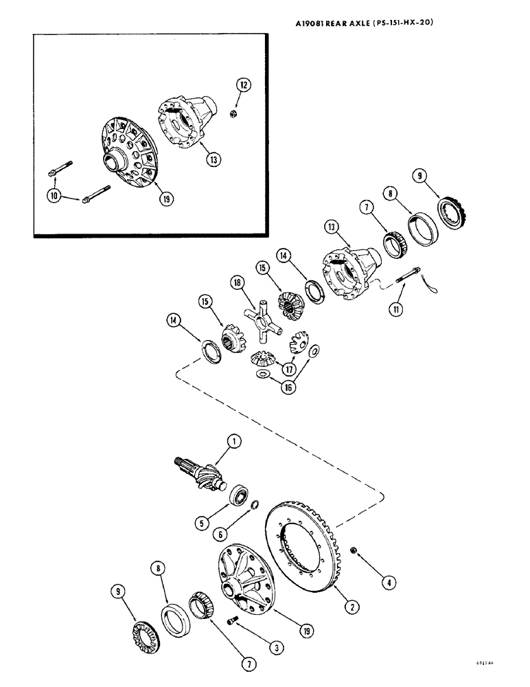 Схема запчастей Case W9B - (180) - EARLY PRODUCTION, DIFFERENTIAL RING, PINION GEAR AND CASE (06) - POWER TRAIN