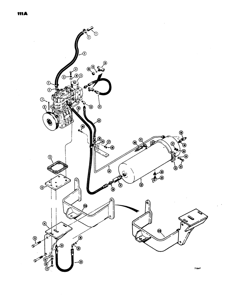 Схема запчастей Case W24 - (111A) - BRAKE SYSTEM, AIR COMPRESSOR AND RELATED PARTS, TRACTOR SN.9107001 AND AFTER (07) - BRAKES