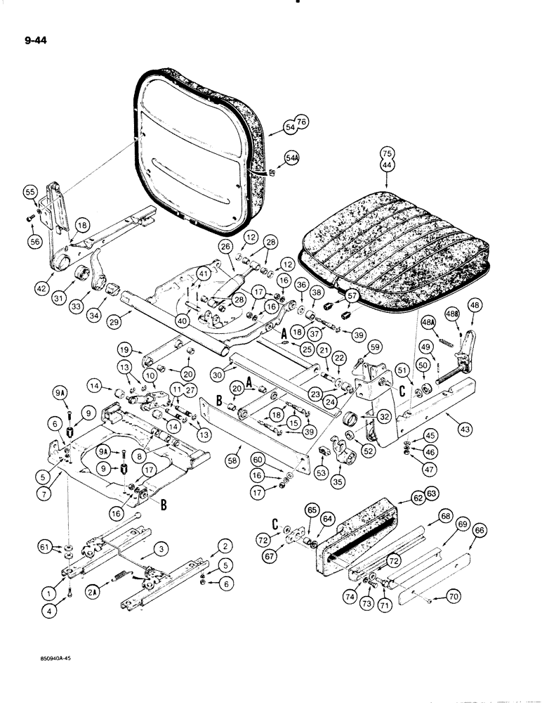 Схема запчастей Case W18B - (9-044) - SUSPENSION SEAT (09) - CHASSIS/ATTACHMENTS