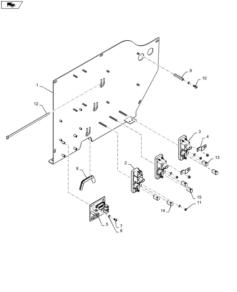 Схема запчастей Case 1121F - (55.100.18) - RIGHT CONSOLE - FUSE AND RELAY MOUNTING - HVT ONLY (55) - ELECTRICAL SYSTEMS