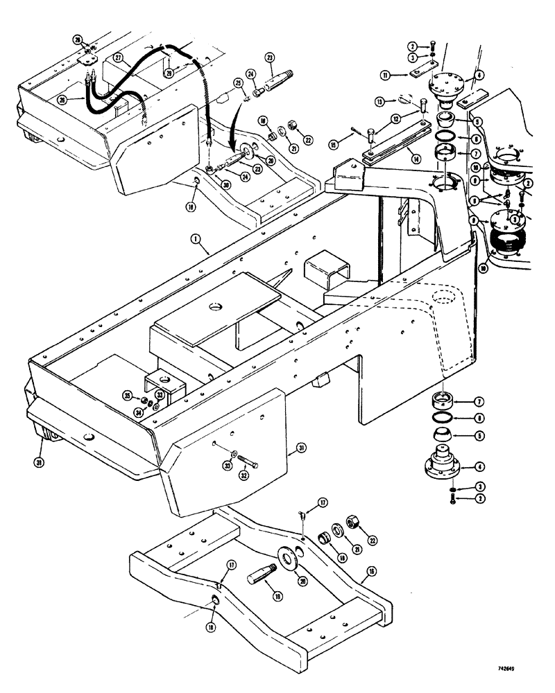 Схема запчастей Case W20 - (220) - REAR FRAME AND TRUNNION (09) - CHASSIS