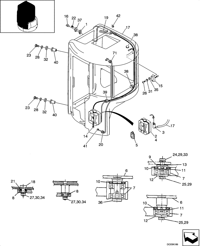 Схема запчастей Case CX47 - (09-19[00]) - CAB - ELECTRICAL, CONNECTIONS (09) - CHASSIS/ATTACHMENTS