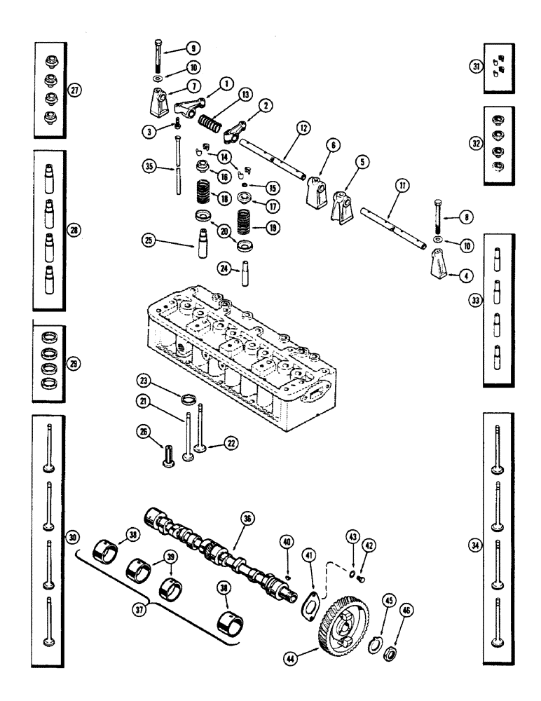 Схема запчастей Case W5A - (050) - VALVE MECHANISM AND CAMSHAFT, (188) SPARK IGNITION ENGINE (02) - ENGINE