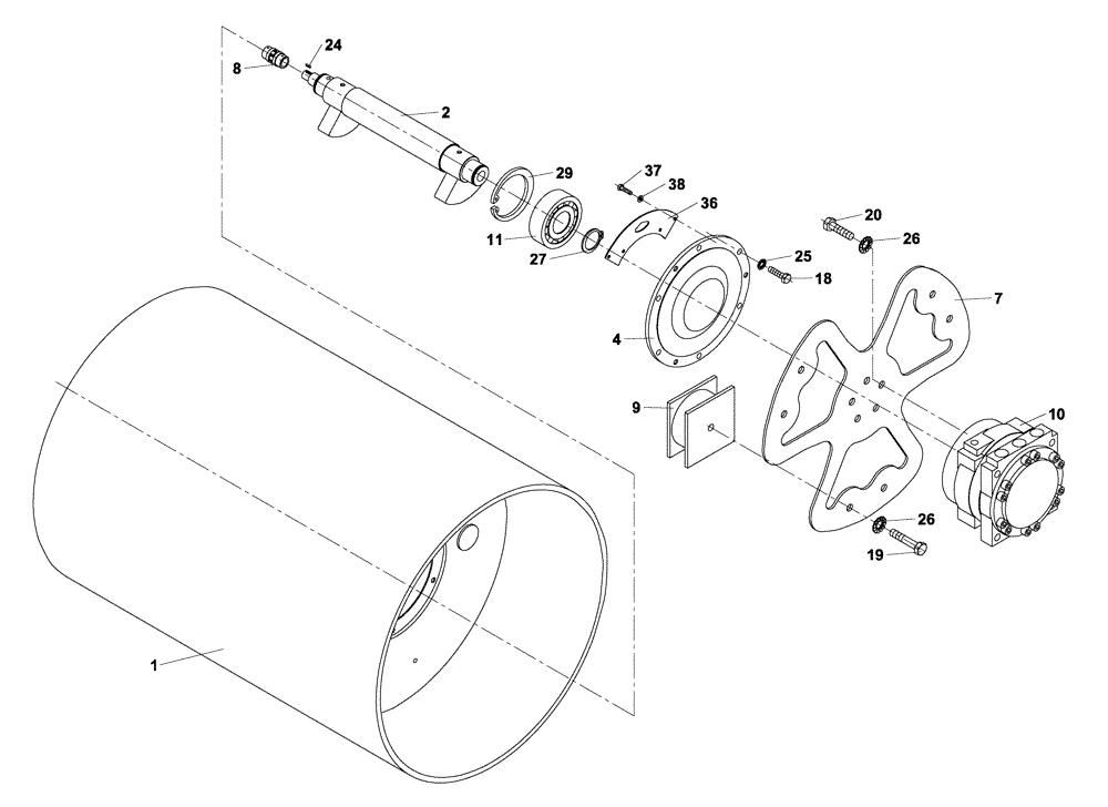 Схема запчастей Case DV202 - (12-2A/2[02]) - VIBRATORY - DRUM (12) - Chassis/Attachments