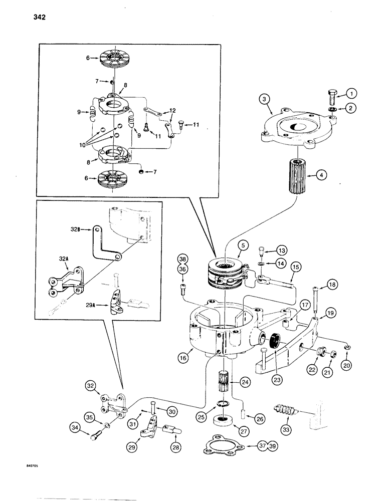 Схема запчастей Case 880C - (342) - SWING BRAKE (04) - UNDERCARRIAGE