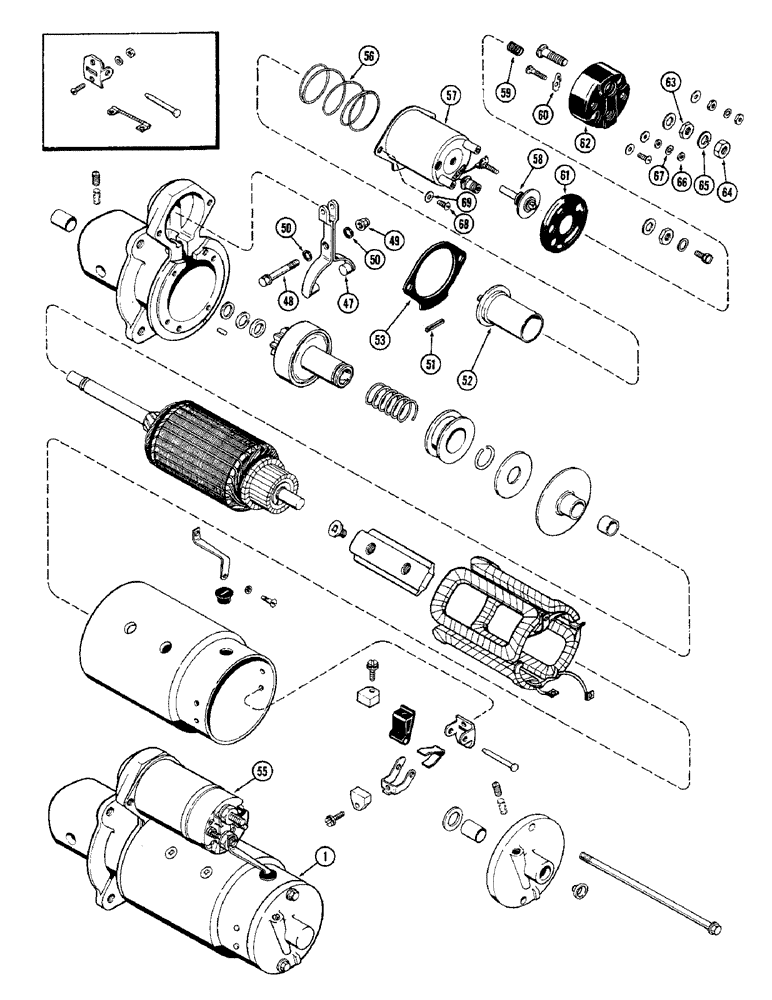 Схема запчастей Case 310G - (088) - D39988 AND D45731 STARTER, (188) DIESEL ENGINE (06) - ELECTRICAL SYSTEMS