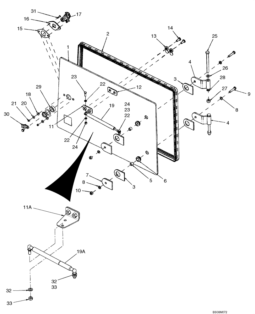 Схема запчастей Case 521E - (09-67) - CAB - WINDOW, RIGHT-HAND-LOWER (09) - CHASSIS