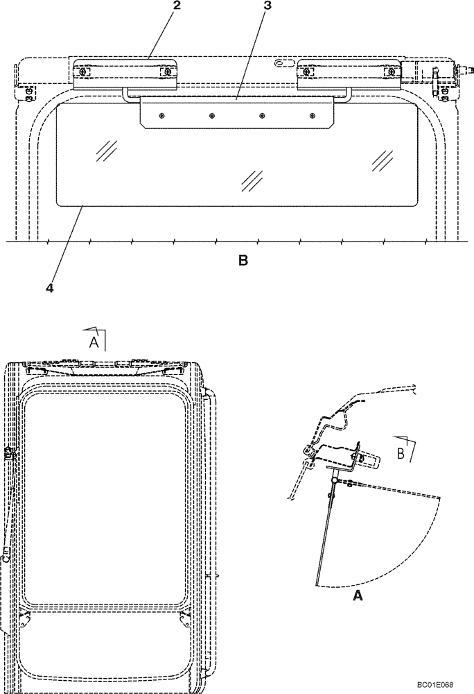 Схема запчастей Case CX460 - (09-40) - SUNVISOR (09) - CHASSIS/ATTACHMENTS