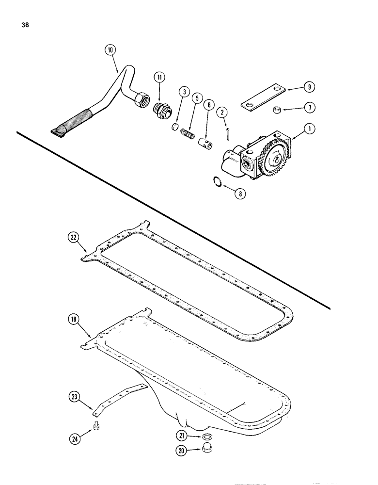 Схема запчастей Case 1150D - (038) - OIL PUMP, 504BD AND 504BDT DIESEL ENGINES (02) - ENGINE