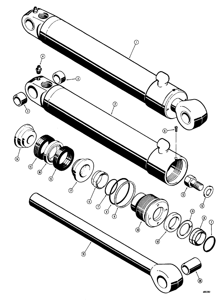 Схема запчастей Case 34 - (164) - BACKHOE STABILIZER CYLINDER USED BEFORE BACKHOE SERIAL NO. 1022951 