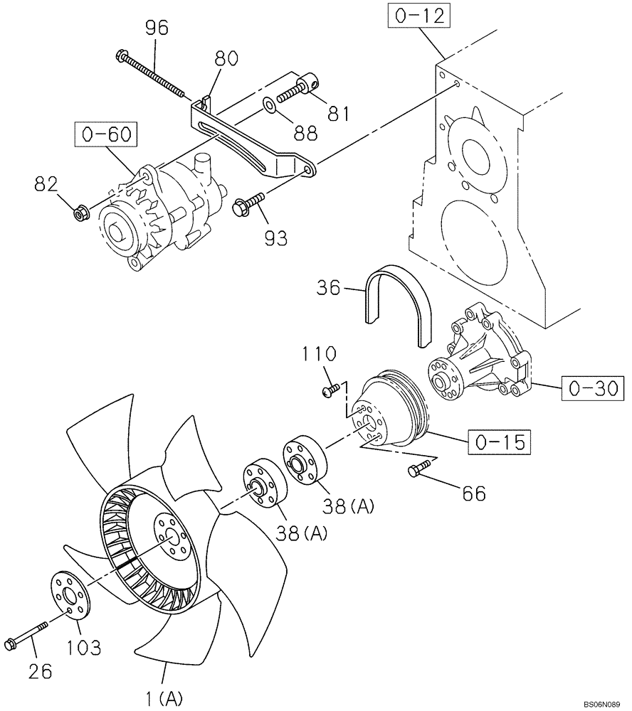 Схема запчастей Case CX240BLR - (02-25) - BELT AND VENTILATOR - FAN GUARD (02) - ENGINE