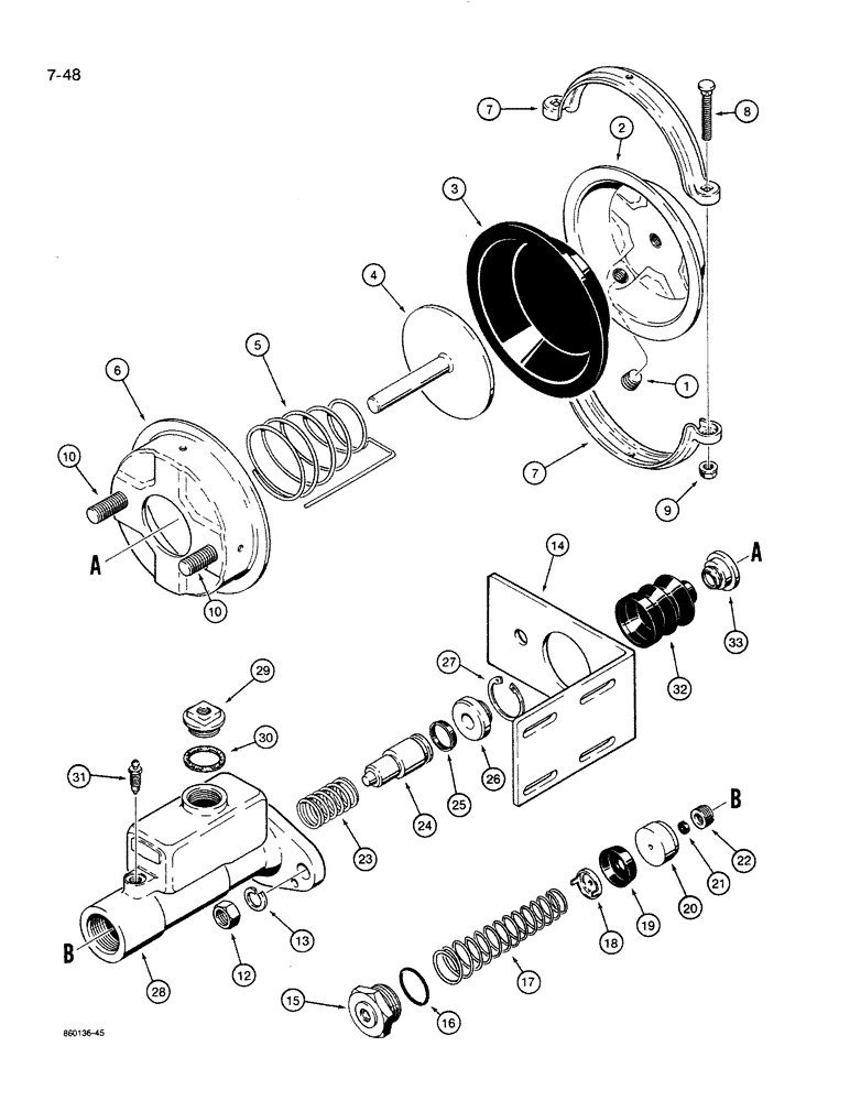 Схема запчастей Case 821 - (7-048) - BRAKE ACTUATOR - L125170 AND L129003 (07) - BRAKES