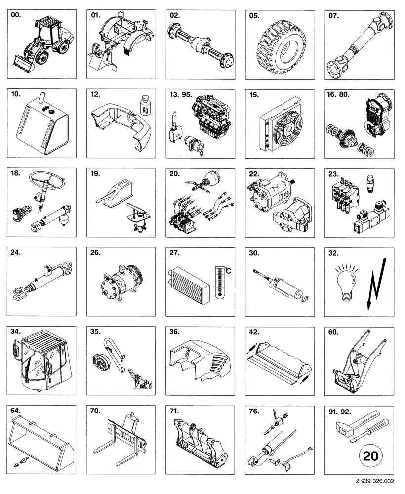 Схема запчастей Case 221D - (00.000[001]) - COMPONENT INDEX (00) - GENERAL & PICTORIAL INDEX