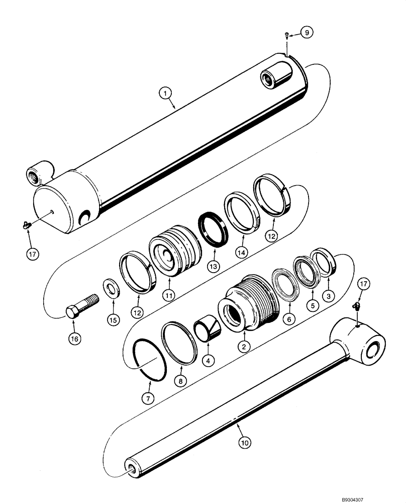 Схема запчастей Case 1840 - (08-44) - CYLINDER ASSY - BOOM, DIPPER, AND BUCKET, D100, D100XR (08) - HYDRAULICS