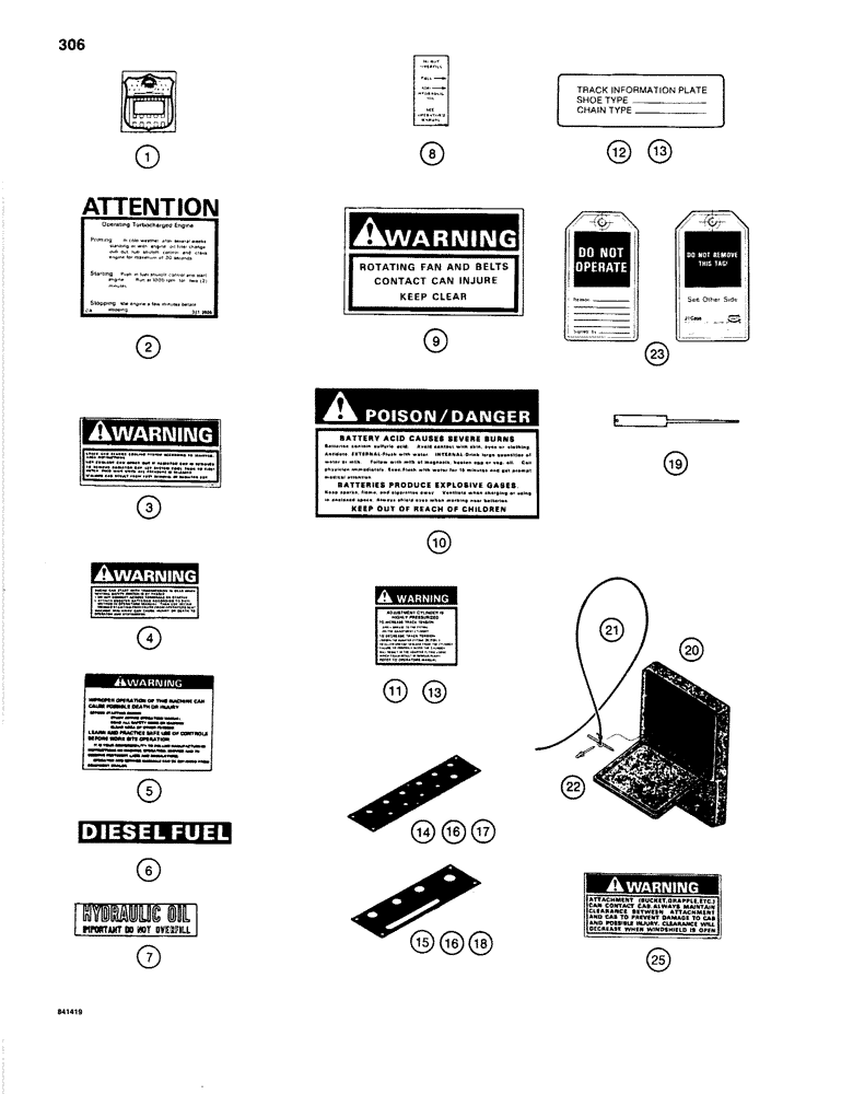 Схема запчастей Case 1280B - (306) - DECALS (09) - CHASSIS/ATTACHMENTS