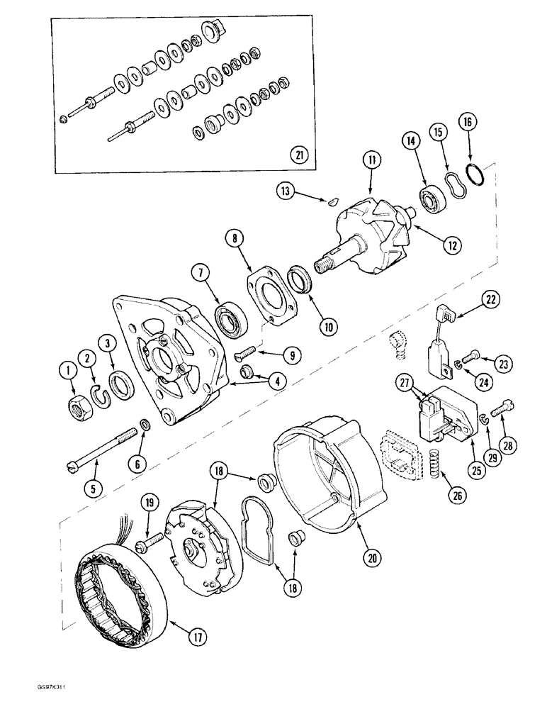 Схема запчастей Case 170C - (4-08) - ALTERNATOR (04) - ELECTRICAL SYSTEMS