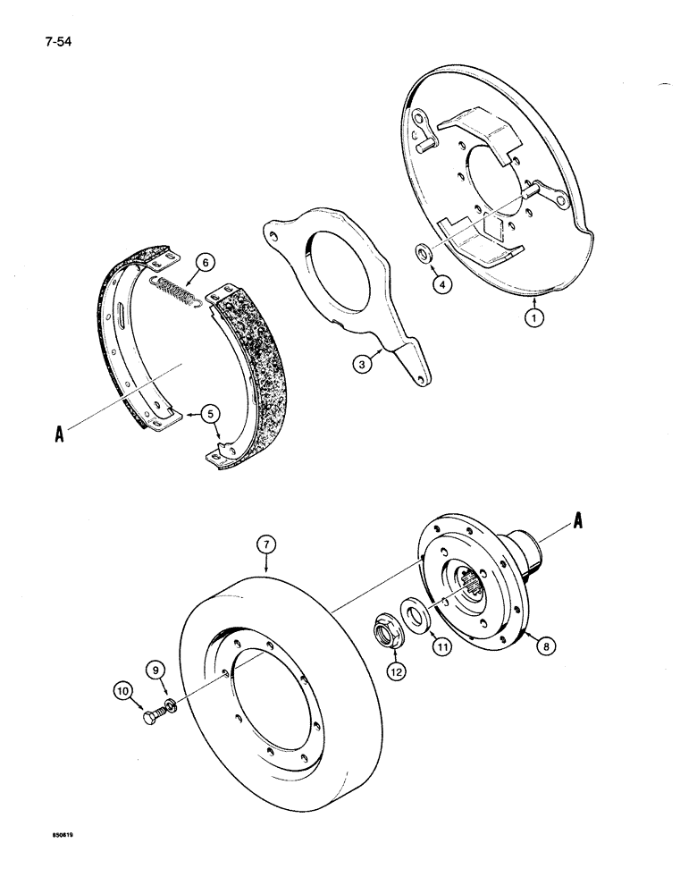 Схема запчастей Case 1085B - (7-054) - PARKING BRAKE (07) - BRAKES