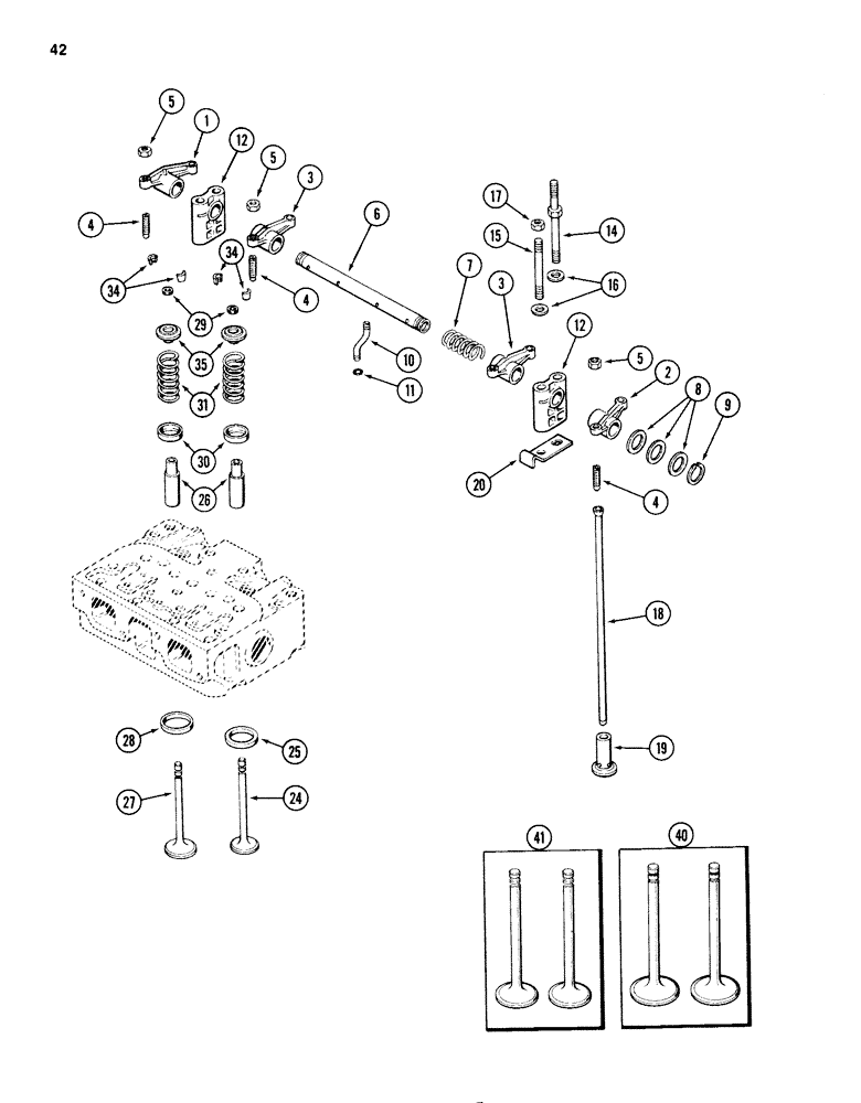 Схема запчастей Case 1280B - (042) - VALVE MECHANISM, 504BDT DIESEL ENGINE (02) - ENGINE