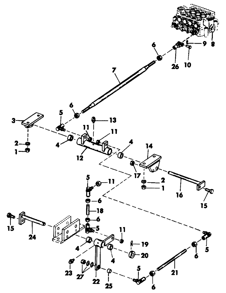 Схема запчастей Case 50 - (054) - UTILITY CONTROL AND LINKAGE (33) - BRAKES & CONTROLS