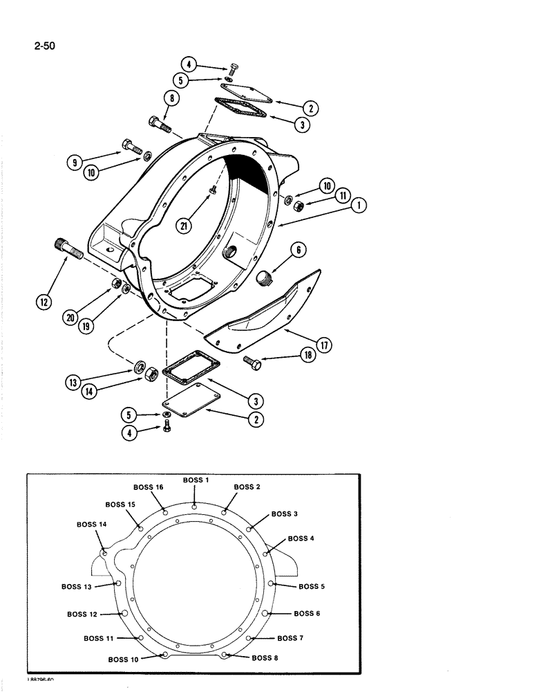 Схема запчастей Case 1187B - (2-50) - FLYWHEEL HOUSING, 504BDT ENGINE (02) - ENGINE