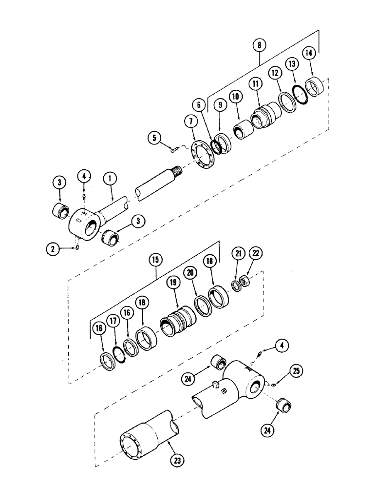 Схема запчастей Case 40 - (212) - TOOL CYLINDER, (5.50" ID X 36.30" STROKE) (35) - HYDRAULIC SYSTEMS