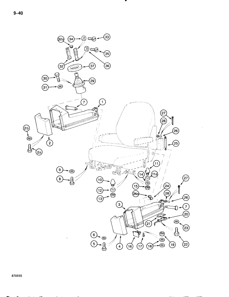 Схема запчастей Case 888 - (9-040) - HAND CONTROL VALVE CONSOLES, P.I.N. FROM 74163 TO 74232 (09) - CHASSIS