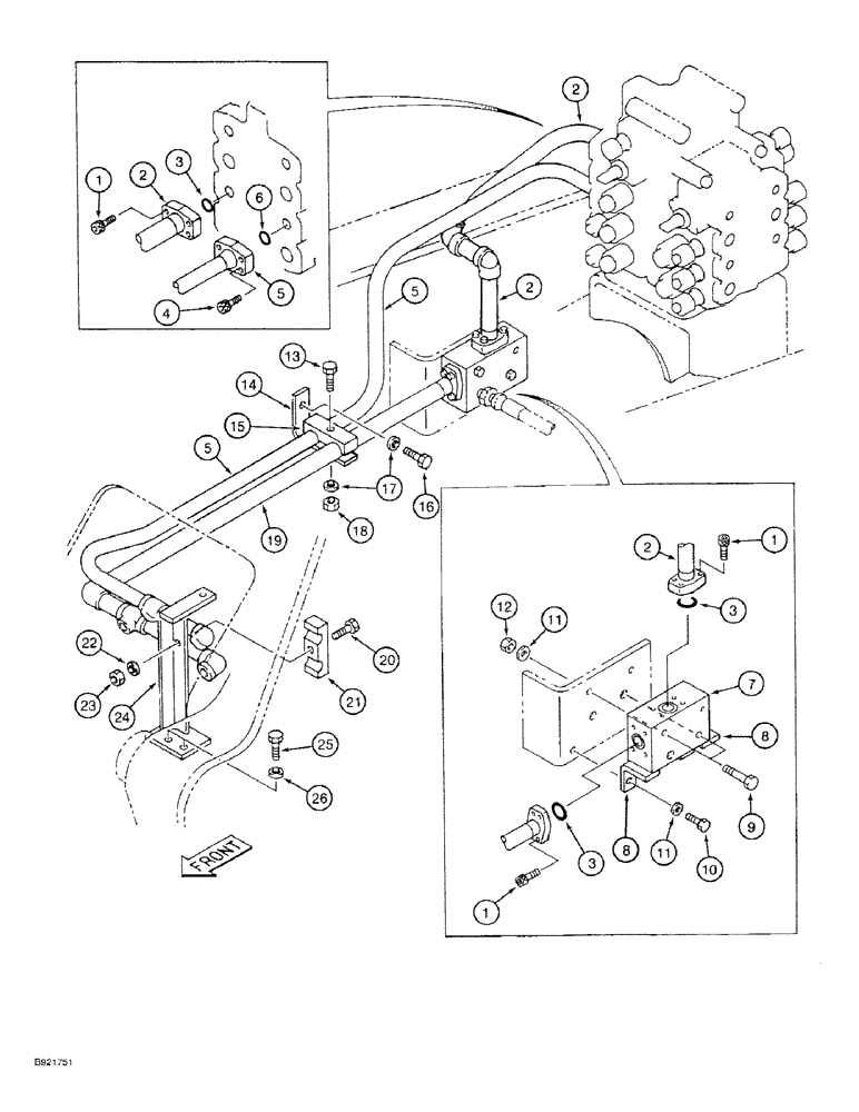 Схема запчастей Case 9030 - (8-68) - BOOM HYDRAULIC CIRCUIT, CONTROL VALVE TO BASE OF BOOM (08) - HYDRAULICS