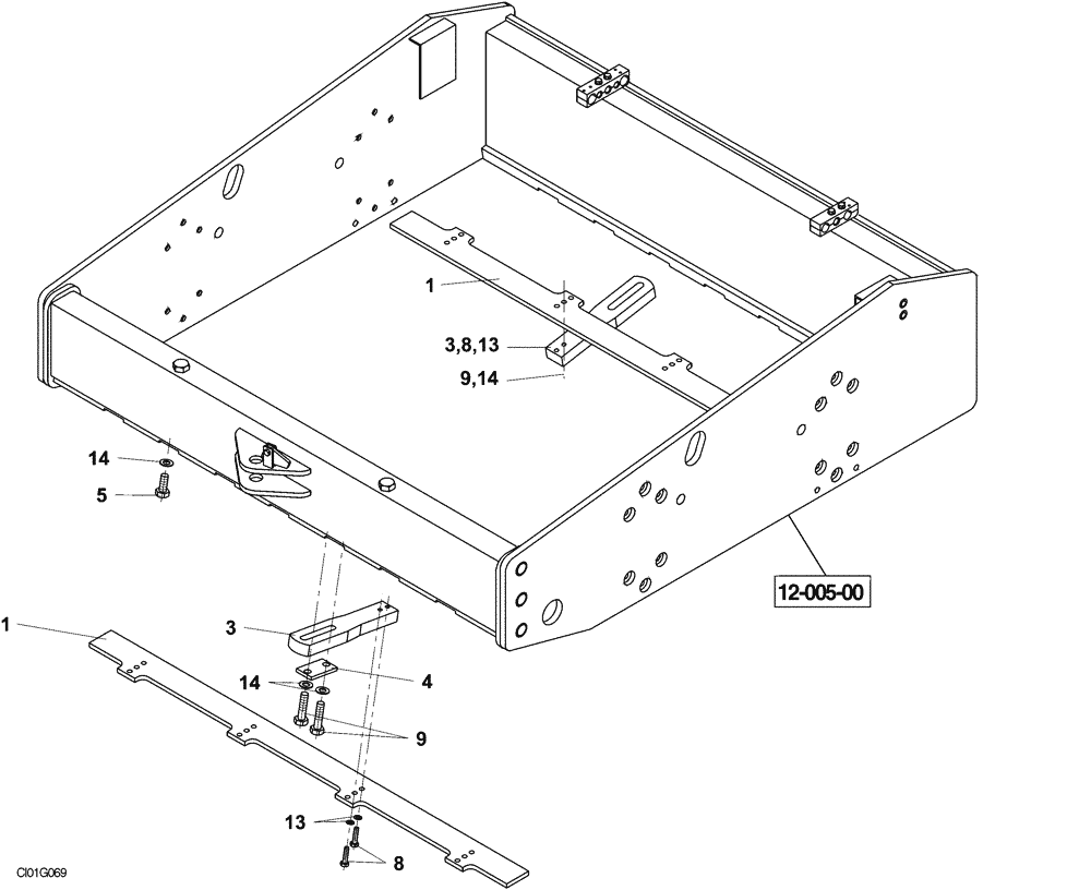 Схема запчастей Case SV208 - (12-006-00[01]) - SCRAPERS (09) - CHASSIS