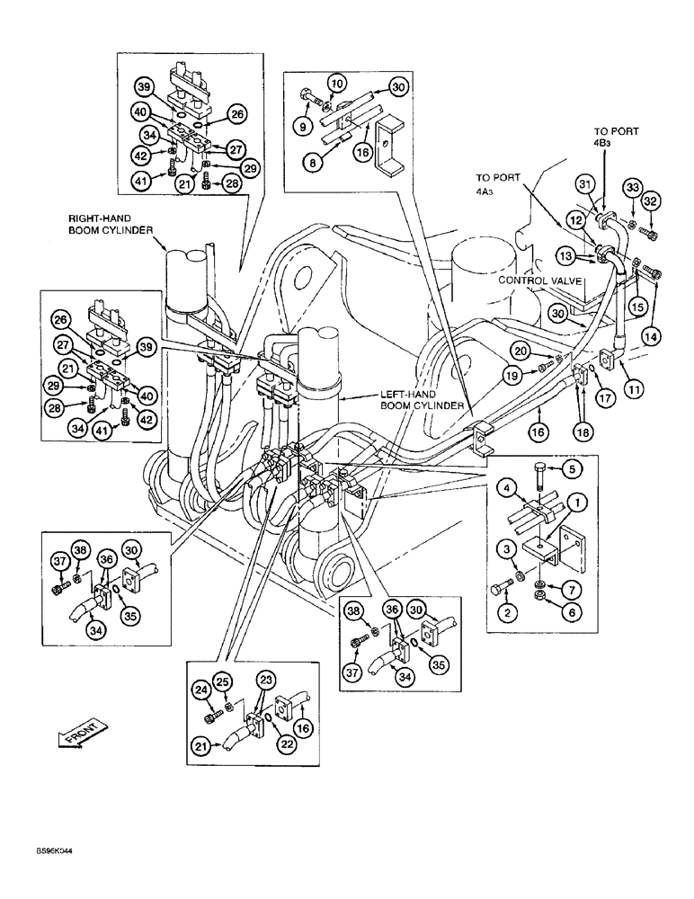 Схема запчастей Case 9060B - (8-048) - BOOM CYLINDER LINES , BOOM-UP & BOOM-DOWN (08) - HYDRAULICS