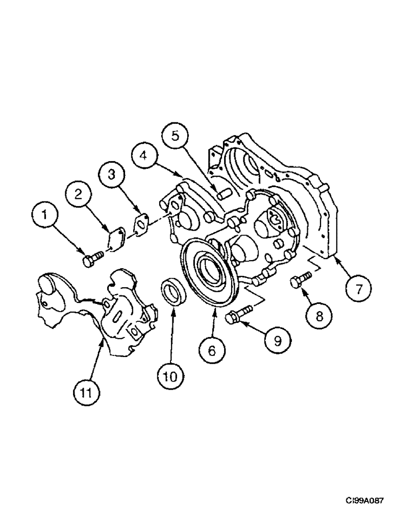 Схема запчастей Case 9007B - (2-20) - FRONT TIMING GEAR COVER (02) - ENGINE