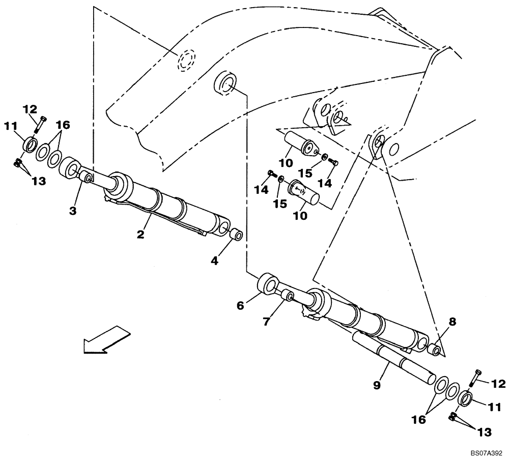 Схема запчастей Case CX460 - (09-37) - BOOM CYLINDER - MOUNTING (09) - CHASSIS/ATTACHMENTS