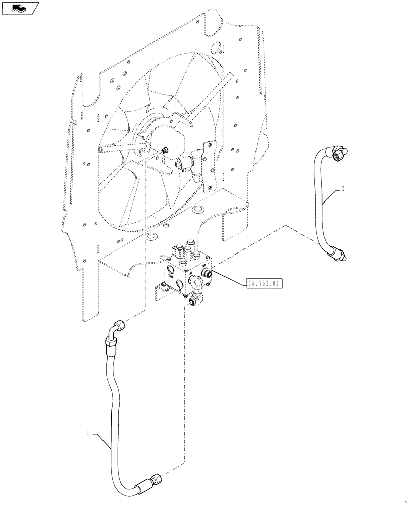 Схема запчастей Case 621F - (35.752.05) - COOLING FAN LINE INSTALLATION (35) - HYDRAULIC SYSTEMS