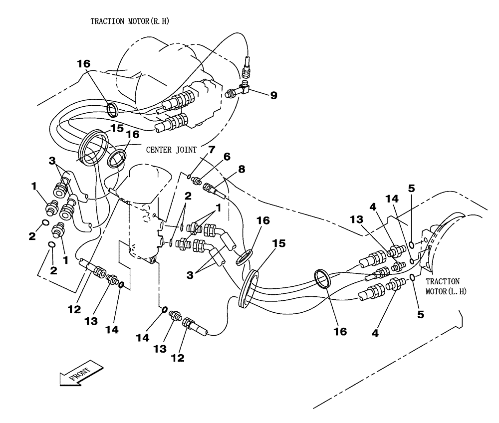 Схема запчастей Case CX250C - (08-007[01]) - HYDRAULIC CIRCUIT - UNDERCARRIAGE - CX250C (08) - HYDRAULICS