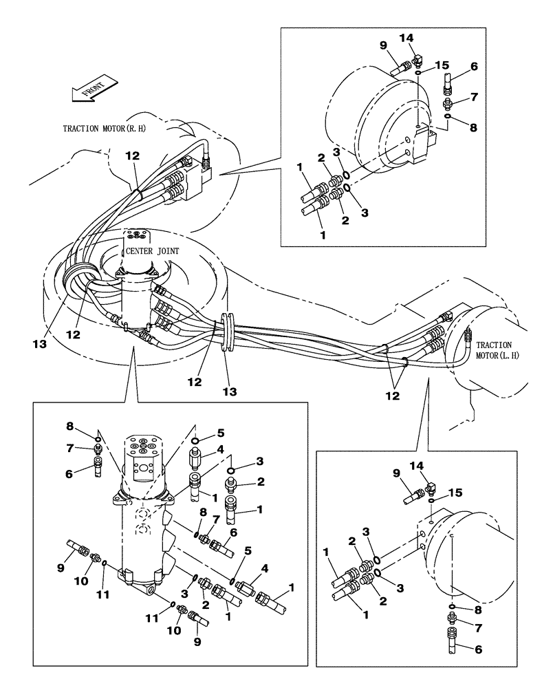 Схема запчастей Case CX350C - (08-026[00]) - HYDRAULIC CIRCUIT - UNDERCARRIAGE - CX350C - CX370C (08) - HYDRAULICS