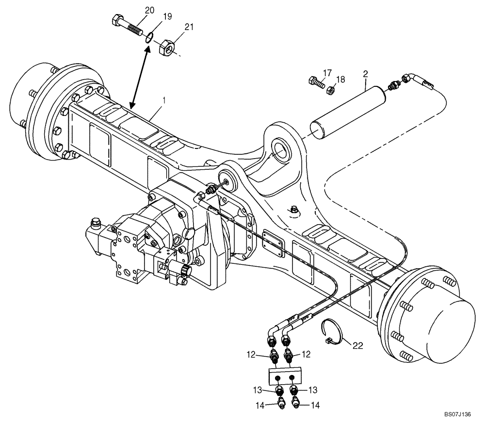 Схема запчастей Case 21D - (02.015[4552412000]) - REAR AXLE (STANDARD) INSTALLATION (27) - REAR AXLE SYSTEM