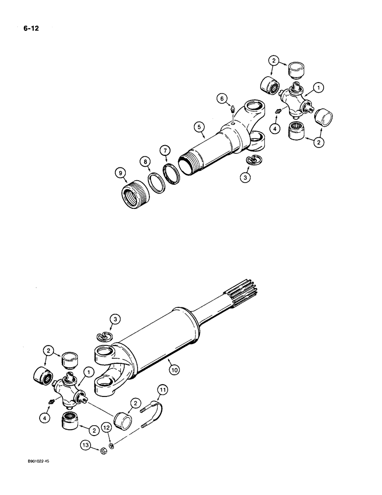 Схема запчастей Case 550 - (6-12) - R56762 DRIVE SHAFT ASSEMBLY, P.I.N. JAK0013968 AND AFTER (06) - POWER TRAIN