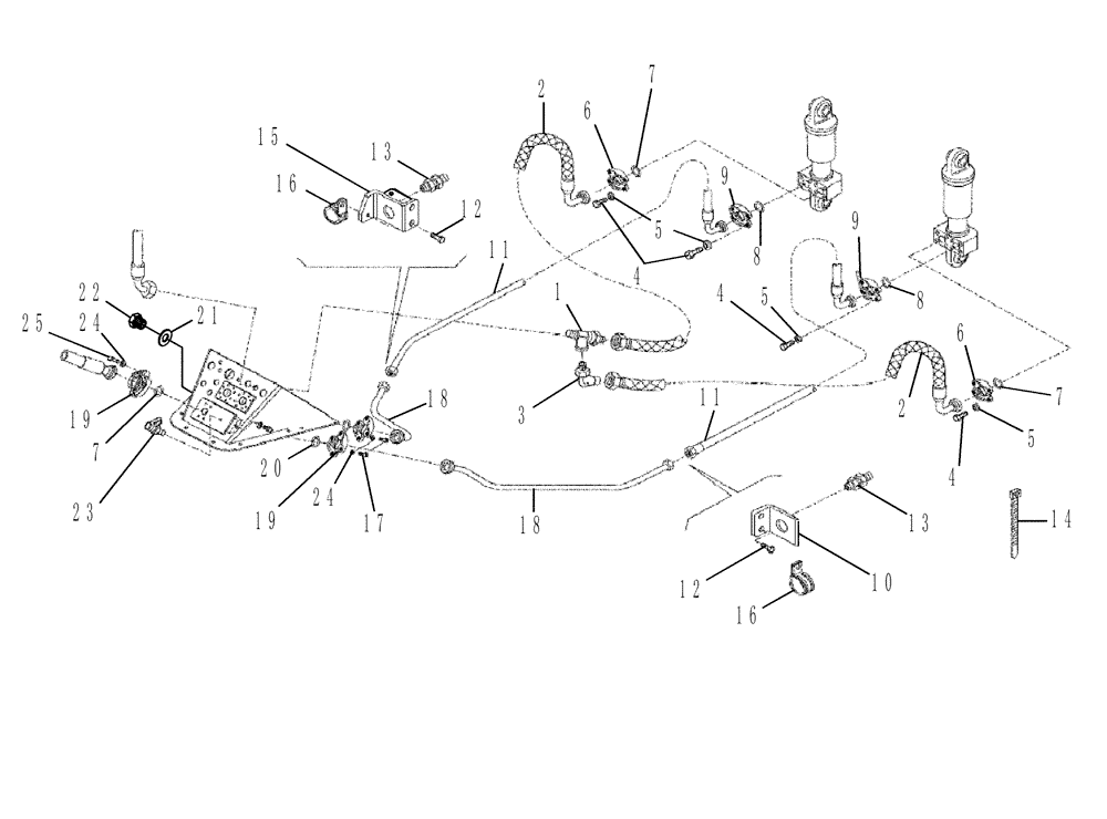 Схема запчастей Case 330B - (72A00000775[001]) - HYDRAULIC DUMP CIRCUIT / BRACKETS (P.I.N. HHD0330BN7PG57000 AND AFTER) (84221899) (09) - Implement / Hydraulics / Frame / Brakes