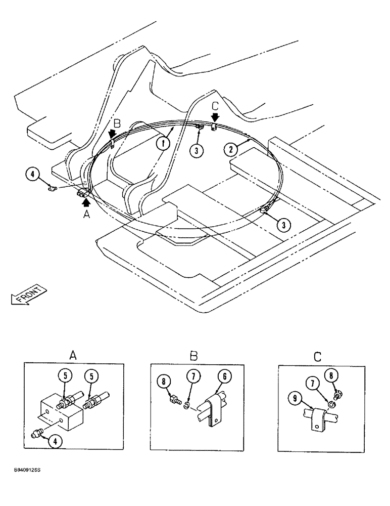 Схема запчастей Case 9030B - (9-004[1]) - TURNTABLE BEARING LUBRICATION LINES, TIMBER KING MODELS (09) - CHASSIS