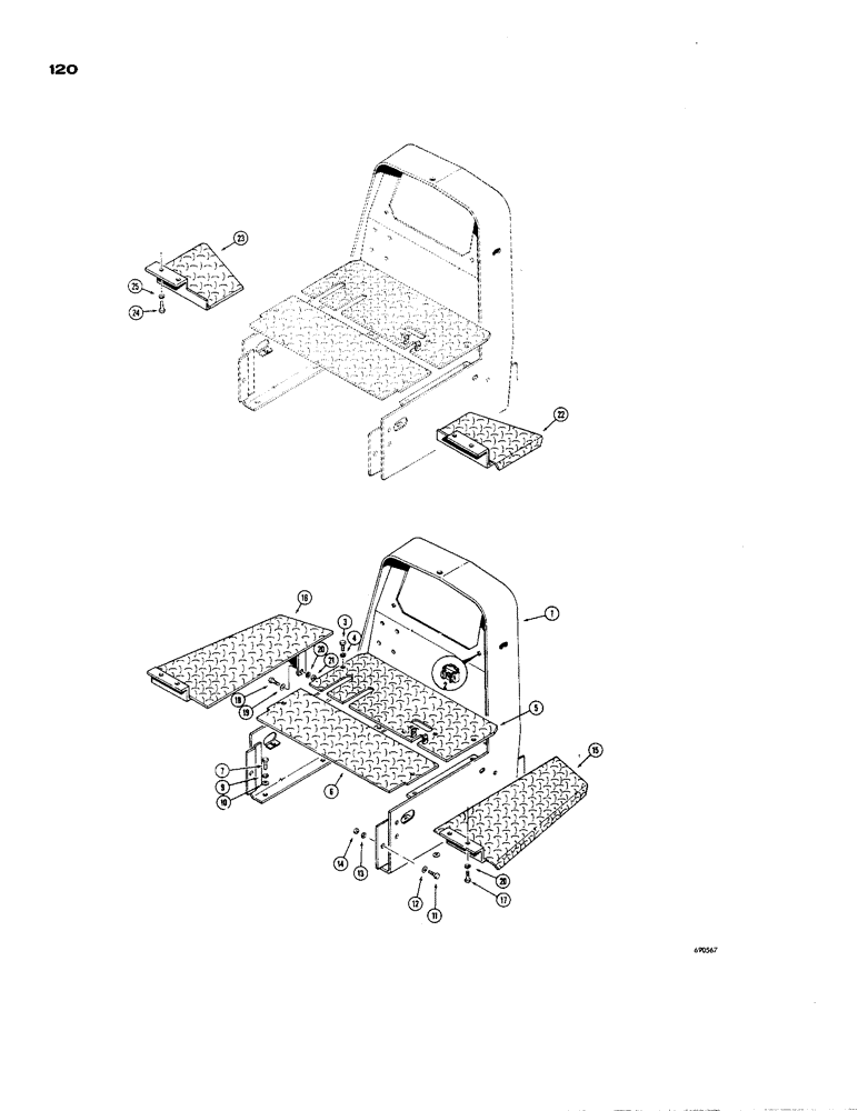 Схема запчастей Case 850 - (120) - COWL, FLOOR PLATES AND RELATED PARTS (05) - UPPERSTRUCTURE CHASSIS