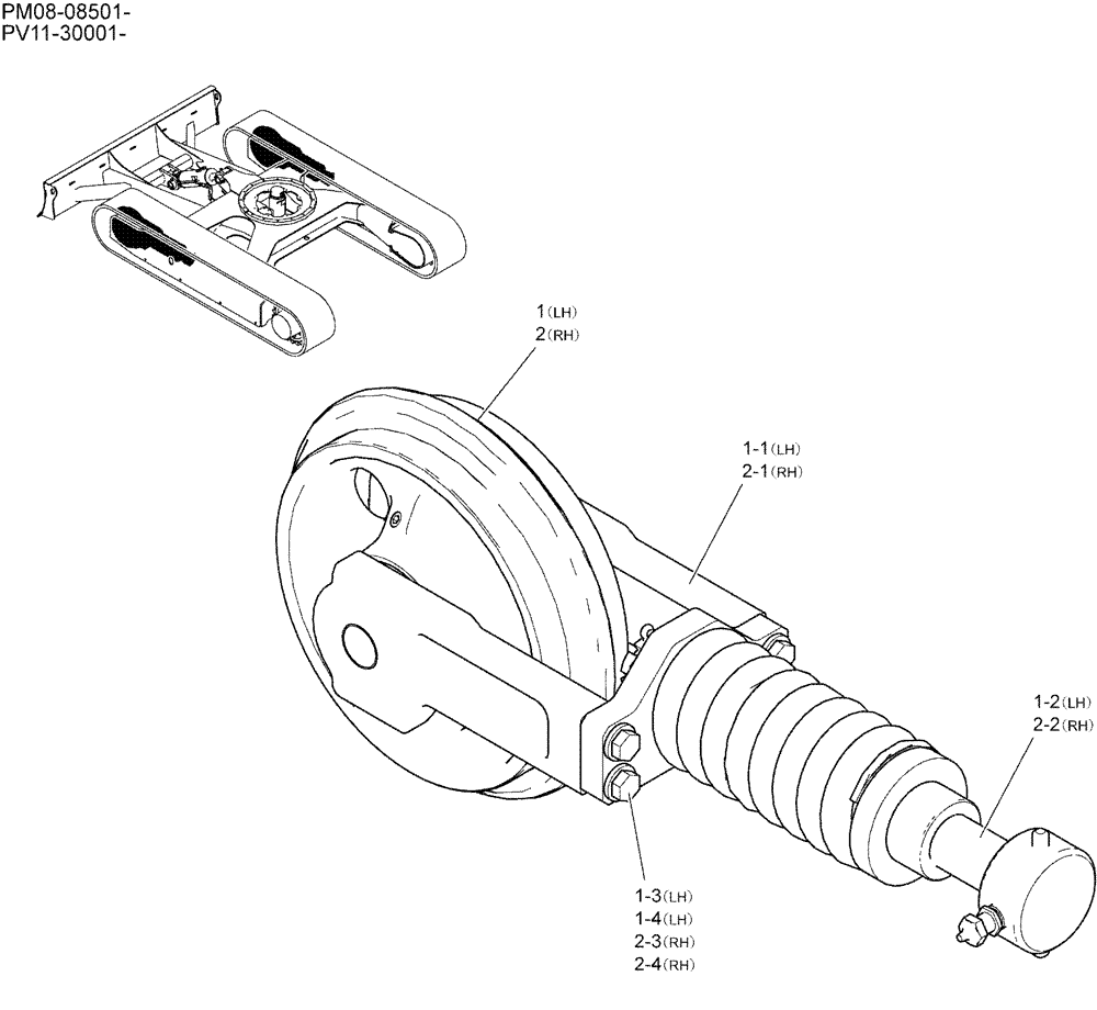 Схема запчастей Case CX27B - (02-003) - IDLER ASSY, CRAWLER (48) - TRACKS & TRACK SUSPENSION