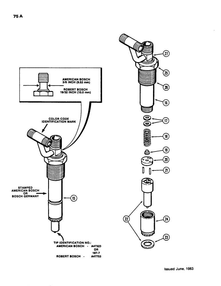 Схема запчастей Case 850C - (075A) - FUEL INJECTION NOZZLE, 336BD AND 336BDT DIESEL ENGINE, RED COLOR CODE IDENTIFICATION (02) - FUEL SYSTEM